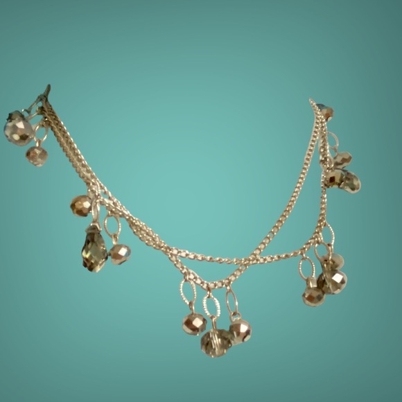 Silver Tone Hematite & Faceted Gass Beads Long Necklace - Picture 4 of 10